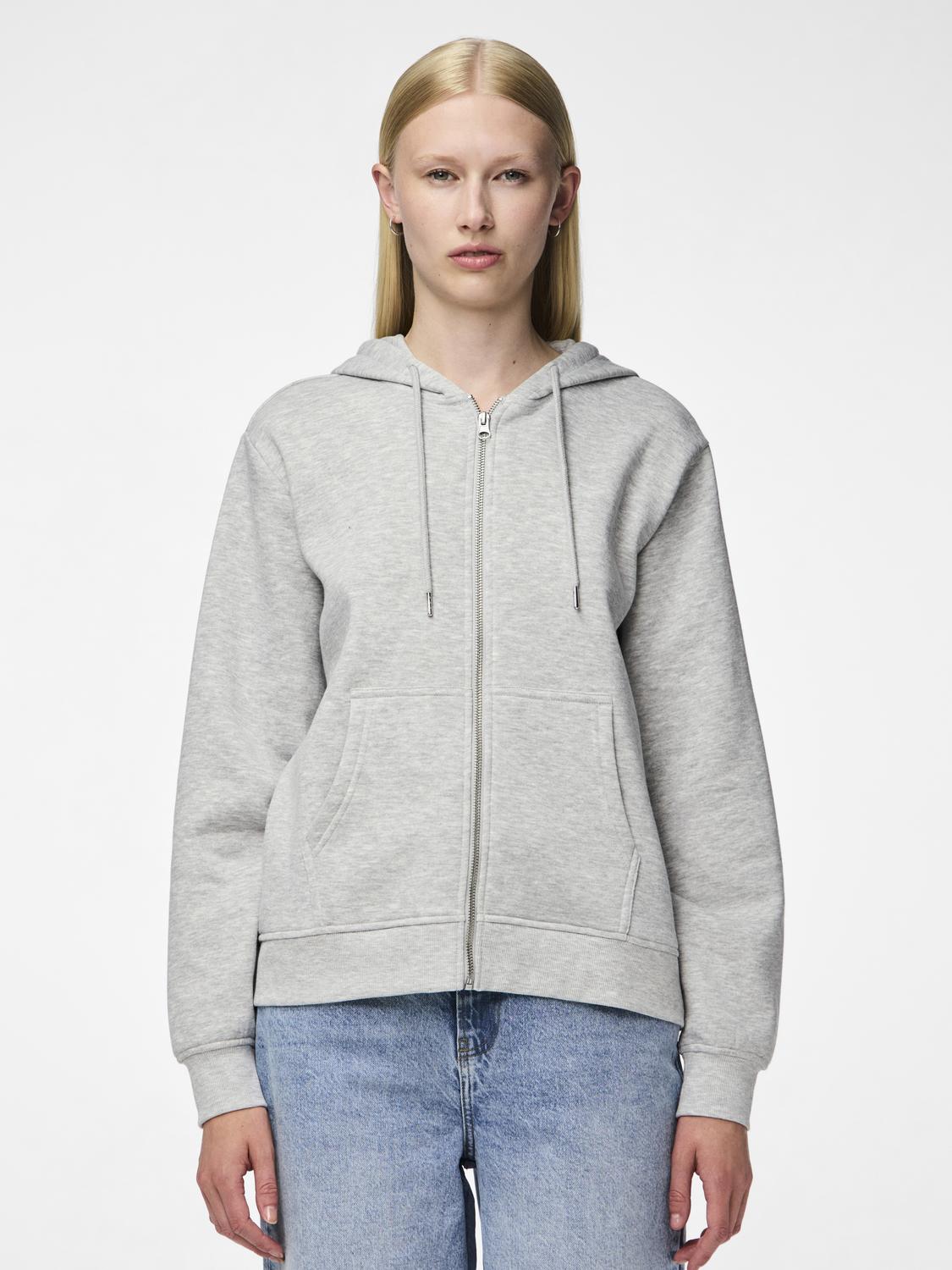 PCCHILLI ZIP Sweatshirt - Light Grey Melange