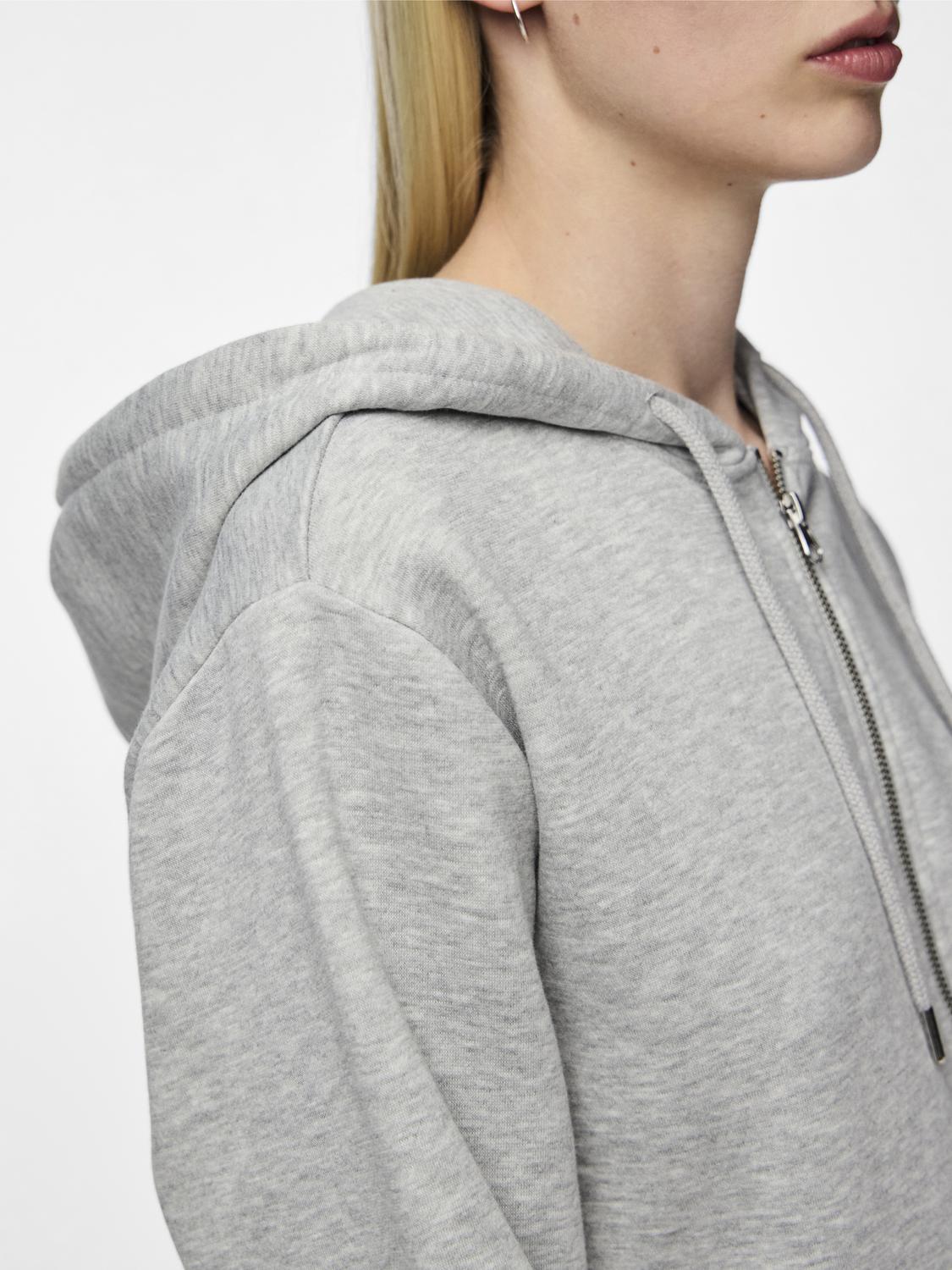 PCCHILLI ZIP Sweatshirt - Light Grey Melange