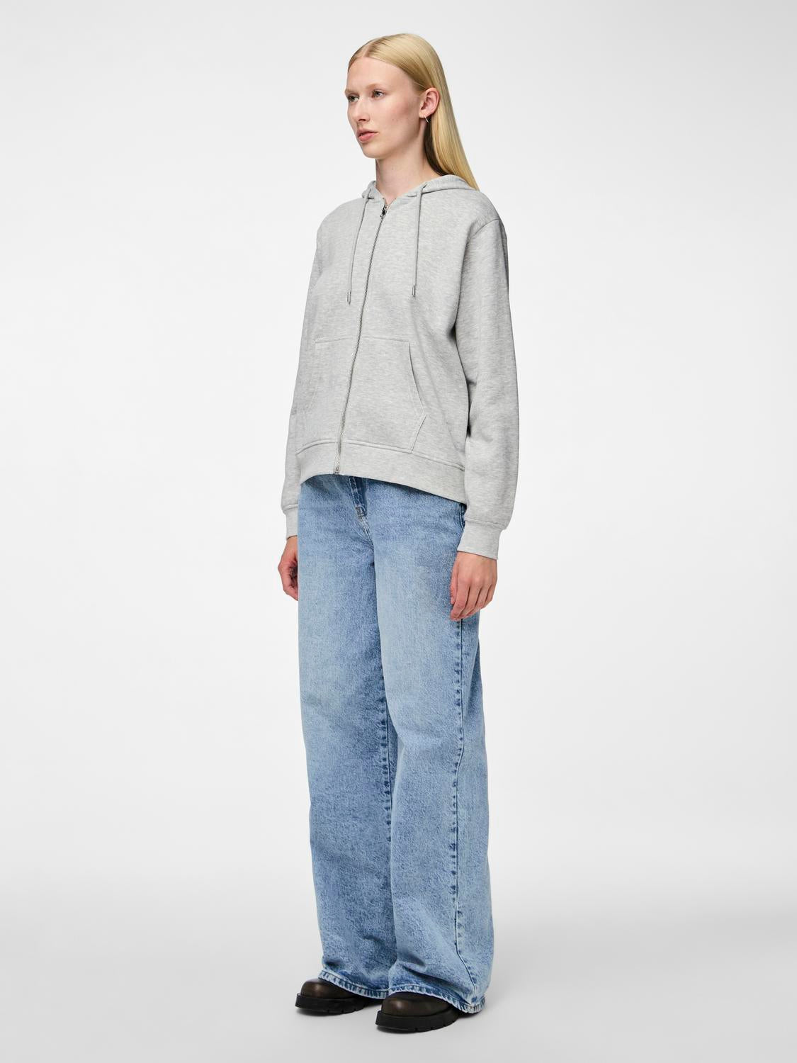 PCCHILLI ZIP Sweatshirt - Light Grey Melange